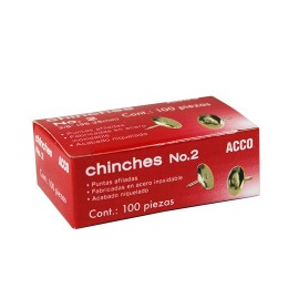 CHINCHETA DE ACERO NIQUELADA ACCO DE 9.52 MM CABEZA DE METAL 1 CAJA CON 100 PIEZAS
