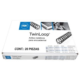 GUSANO DE ARILLO METALICO GBC DE 5/8 PULGADA PASO 2:1 HASTA 106 A 125 HOJAS COLOR NEGRO 1 PAQUETE CON 20 PIEZAS
