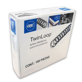 GUSANO DE ARILLO METALICO GBC DE 9/16 PULGADA PASO 3:1 HASTA 96 A 105 HOJAS COLOR NEGRO 1 PAQUETE CON 100 PIEZAS