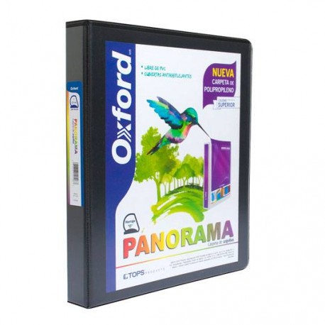 CARPETA DE VINIL PANORAMICA ARILLO EN D DE 1 PULGADA COLOR NEGRA OXFORD PANORAMA 1 PIEZA