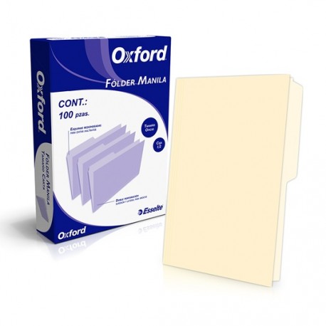 FOLDER DE PAPEL TAMAÑO OFICIO TOPS PRODUCTS OXFORD M758CRE TIPO 1/2 CEJA COLOR CREMA 1 PQ C/100 PZS
