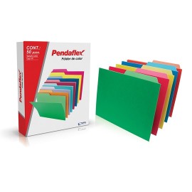 FOLDER DE PAPEL TAMAÑO CARTA TOPS PRODUCTS PENDAFLEX 05012SI TIPO 1/2 CEJA COLOR SURTIDO 1 PQ C/50 PZS