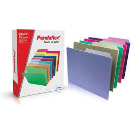 FOLDER DE PAPEL TAMAÑO CARTA TOPS PRODUCTS PENDAFLEX 05012SL TIPO 1/2 CEJA COLOR SURTIDO 1 PQ C/50 PZS