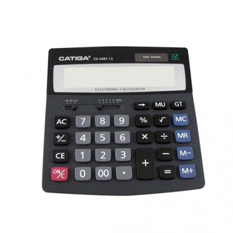 CALCULADORA BASICA SEMI-ESCRITORIO CATIGA CD-2687 12 DIGITOS