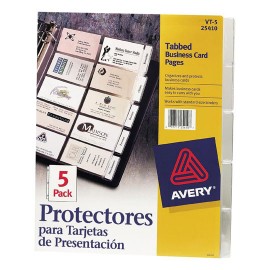 PROTECTOR DE TARJETAS DE PRESENTACION AVERY TAMAÑO CARTA TRASLUCIDO DE POLIPROPILENO PARA 20 TARJETAS
