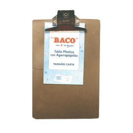 TABLA SUJETAPAPEL BACO FIBRACEL TAMAÑO CARTA DE PLASTICO CON BROCHE METALICO 1 PIEZA