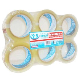 CINTA ADHESIVA DE EMPAQUE TRANSPARENTE NAVITEK 240 DE 48 MM X 100 M BLISTER CON 6 PZAS