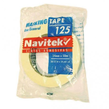 CINTA ADHESIVA MASKING TAPE NAVITEK 125 COLOR BLANCA DE 24 MM X 50 M 1 PZA