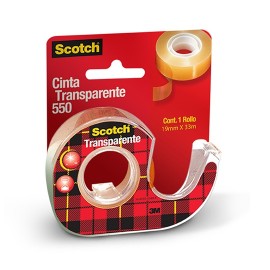 CINTA ADHESIVA CORTE FACIL SCOTCH 550 TRANSPARENTE DE 12 MM X 30 M 1 PZA