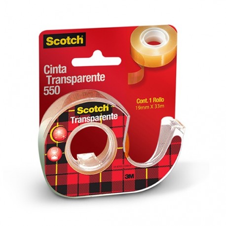 CINTA ADHESIVA CORTE FACIL SCOTCH 550 TRANSPARENTE DE 12 MM X 30 M 1 PZA