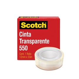 CINTA ADHESIVA CORTE FACIL SCOTCH 550 TRANSPARENTE DE 12 MM X 33 M 1 PZA
