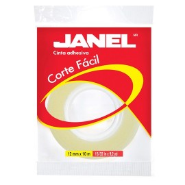CINTA ADHESIVA CORTE FACIL JANEL 119 TRANSPARENTE DE 12 MM X 10 M 1 PZA