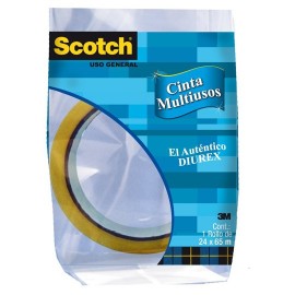 CINTA ADHESIVA DE POLIPROPILENO SCOTCH BOPP TRANSPARENTE DE 24 MM X 65 M 1 PZA