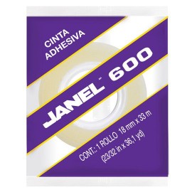 CINTA ADHESIVA CORTE FACIL JANEL 600 TRANSPARENTE DE 18 MM X 33 M 1 PZA