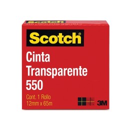 CINTA ADHESIVA CORTE FACIL SCOTCH 550 TRANSPARENTE DE 12 MM X 65 M 1 PZA