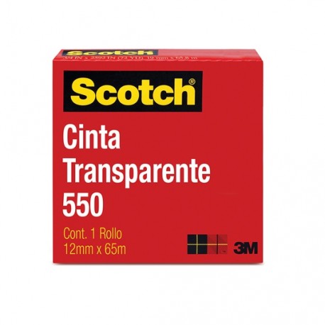 CINTA ADHESIVA CORTE FACIL SCOTCH 550 TRANSPARENTE DE 12 MM X 65 M 1 PZA