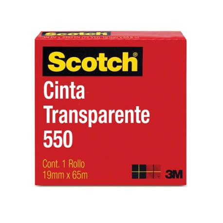 CINTA ADHESIVA CORTE FACIL SCOTCH 550 TRANSPARENTE DE 19 MM X 65 M 1 PZA