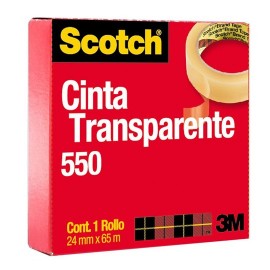 CINTA ADHESIVA CORTE FACIL SCOTCH 550 TRANSPARENTE DE 24 MM X 65 M 1 PZA