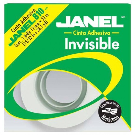 CINTA ADHESIVA INVISIBLE JANEL 810 COLOR TRANSPARENTE DE 12 MM X 33 M 1 PZA