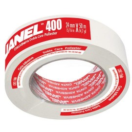 CINTA ADHESIVA DOBLE CAPA DE POLIESTER JANEL 400 COLOR BLANCO DE 24 MM X 50 M 1 PZA