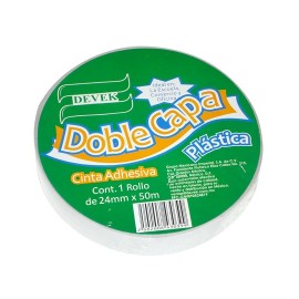 CINTA ADHESIVA DOBLE CAPA DE POLIPROPILENO DEVEK PDC100 COLOR TRANSPARENTE DE 24 MM X 50 M 1 PZA