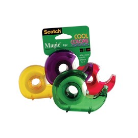 CINTA ADHESIVA MAGICA CON DESPACHADOR SCOTCH COOL COLORS DE 19 MM X 16.5 M 1 PZA