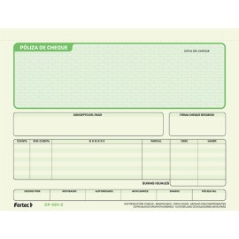 Póliza de cheque c/carbón 1/2 oficio
