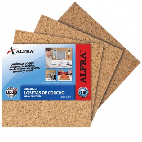TABLERO DE CORCHO ALFRA 6768 COLOR CAFE 30 X 30 CM 1 PIEZA