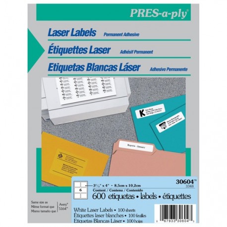 ETIQUETAS LASER BLANCAS AVERY 30604 DE 8.5X10.2 CM 1 PAQUETE