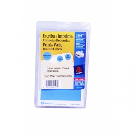 ETIQUETAS CIRCULARES AZULES AVERY 2103 DE 1.9 CM DIAMETRO 1 PAQUETE