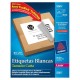 ETIQUETAS BLANCAS AVERY 5265 DE 21.6X27.9 CM 1 PAQUETE