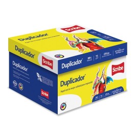 CAJA DE PAPEL BOND BLANCO OFICIO SCRIBE DUPLICADOR GRAMAJE 75 GRS BLANCURA 98 PORCIENTO 8.5 X 13.3 PULGADAS