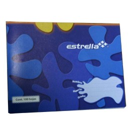 CUADERNO FORMA ITALIANA CUADRO CHICO ESTRELLA DE 100 HOJAS PASTA CARTONCILLO TIPO ENGRAPADO 1 PIEZA