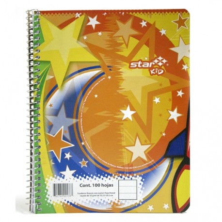 CUADERNO FORMA FRANCESA RAYA ESTRELLA DE 100 HOJAS PASTA CARTONCILLO TIPO METALICO 1 PIEZA