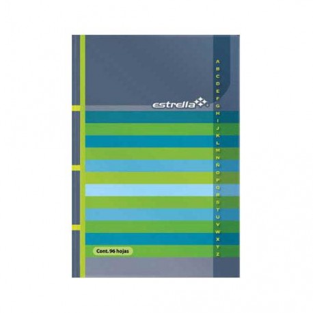 LIBRETA FORMA FRANCESA RAYA CON INDICE ESTRELLA DE 96 HOJAS PASTA DURA TIPO PEGADO 1 PIEZA