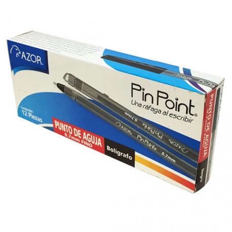 BOLIGRAFO AZOR PIN POINT 6810 COLOR NEGRO DE PUNTO FINO 0.7 MM TIPO DE BARRIL REDONDO BLISTER CON 12 PZAS
