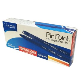 BOLIGRAFO AZOR PIN POINT 6810 COLOR AZUL DE PUNTO FINO 0.7 MM TIPO DE BARRIL REDONDO BLISTER CON 12 PZAS