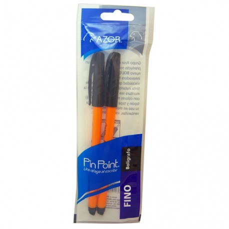 BOLIGRAFO AZOR PIN POINT COLOR NEGRO DE PUNTO FINO 0.7 MM TIPO DE BARRIL REDONDO BLISTER CON 2 PZ