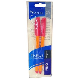 BOLIGRAFO AZOR PIN POINT COLOR ROJO DE PUNTO FINO 0.7 MM TIPO DE BARRIL REDONDO BLISTER CON 2 PZ