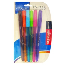 BOLIGRAFO AZOR PIN POINT COLOR SURTIDO DE PUNTO FINO 0.7 MM TIPO DE BARRIL REDONDO BLISTER CON 6 PZ