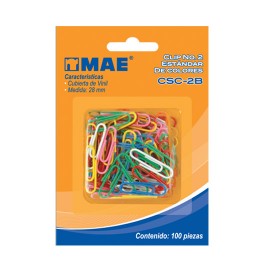 CLIP ESTANDAR DE COLORES MAE NUMERO 2 CAJA CON 100 CLIPS