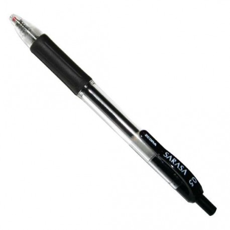 ROLLER ZEBRA SARASA DE TINTA NEGRA COLOR BARRIL TRANSPARENTE PUNTO FINO MEDIDA 0.5 MM 1 PIEZA