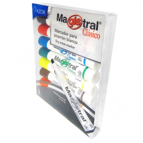 MARCADOR PARA PIZARRON AZOR MAGISTRAL CLASICO 83478 COLOR SURTIDO 8 PIEZAS