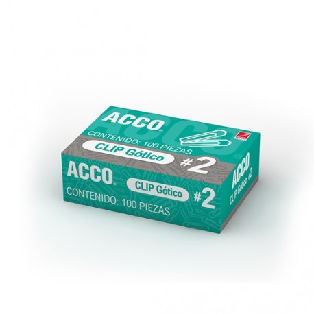 CLIP CUADRADO ACCO NUMERO 2 CAJA CON 100 CLIPS