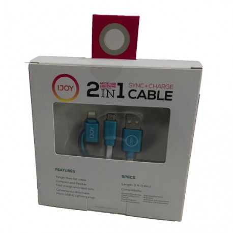 CABLE ADAPTADOR MICRO USB IJOY IP6FT2MW 1.8 METROS BLANCO