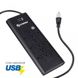 MULTICONTACTO 12 SALIDAS CON DOBLE CARGADOR USB STEREN 905-420
