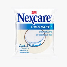 MICROPORE NEXCARE DE 1.25 CM X 5 MTS BLANCO CON 1 PIEZA