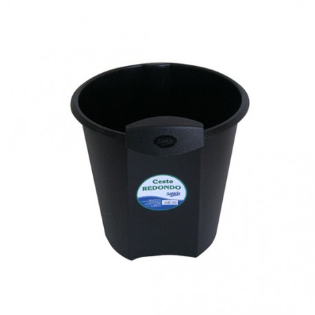 CESTO DE BASURA REDONDO DE PLASTICO SABLON COLOR NEGRO TAMAÑO 28.5 X 29 X 28.5 CM PARA 12.5 L