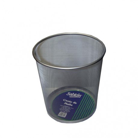 CESTO DE BASURA REDONDO DE MALLA SABLON COLOR NEGRO TAMAÑO 27.5 X 28 CM PARA 12.5 L