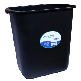 CESTO DE BASURA RECTANGULAR DE PLASTICO SABLON COLOR NEGRO TAMAÑO 32 X 31 X 31.5 CM PARA 14 L